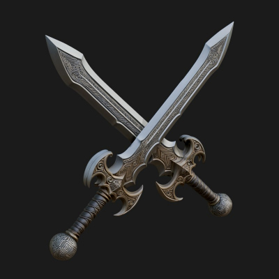 Carved Blade Longsword Model Design 10 3D Print Model