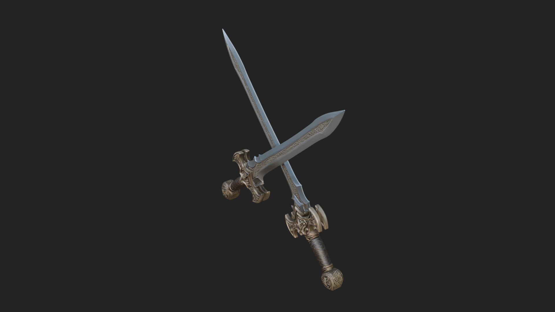 Carved Blade Longsword Model Design 11 3D Print Model 3D Model