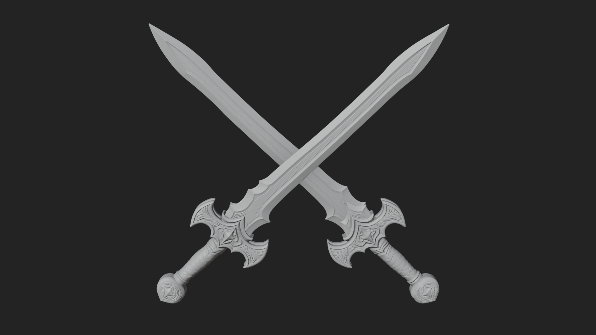 Carved Blade Longsword Model Design 11 3D Print Model 3D Model