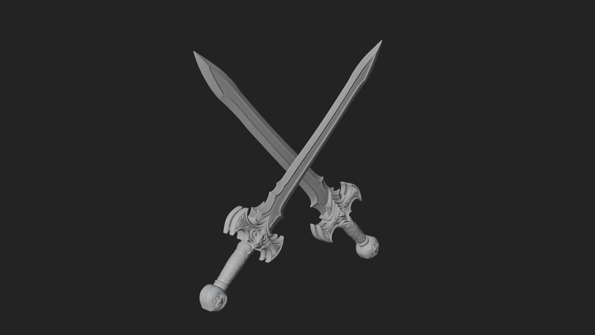 Carved Blade Longsword Model Design 11 3D Print Model 3D Model