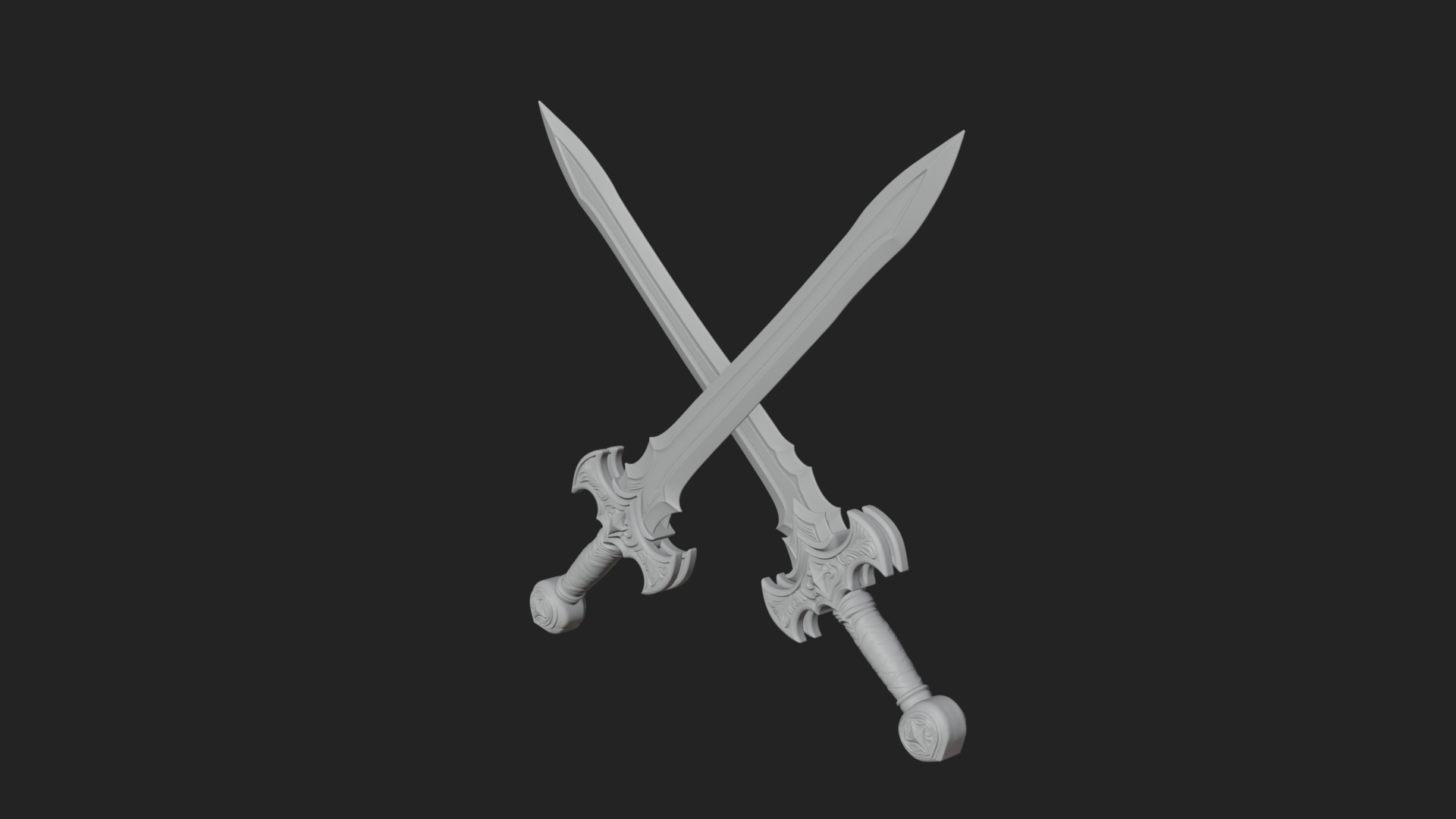 Carved Blade Longsword Model Design 11 3D Print Model 3D Model
