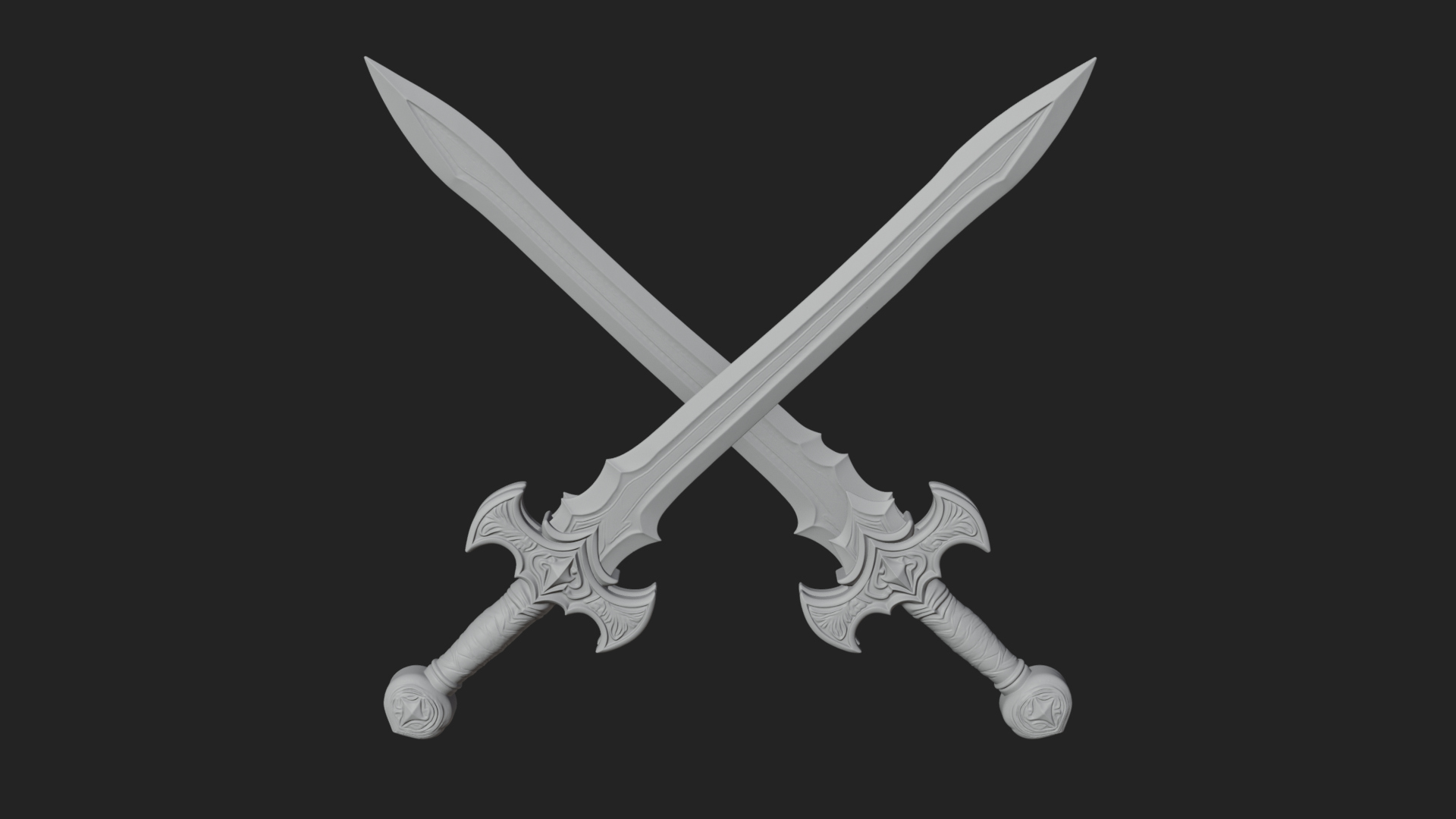 Carved Blade Longsword Model Design 11 3D Print Model 3D Model
