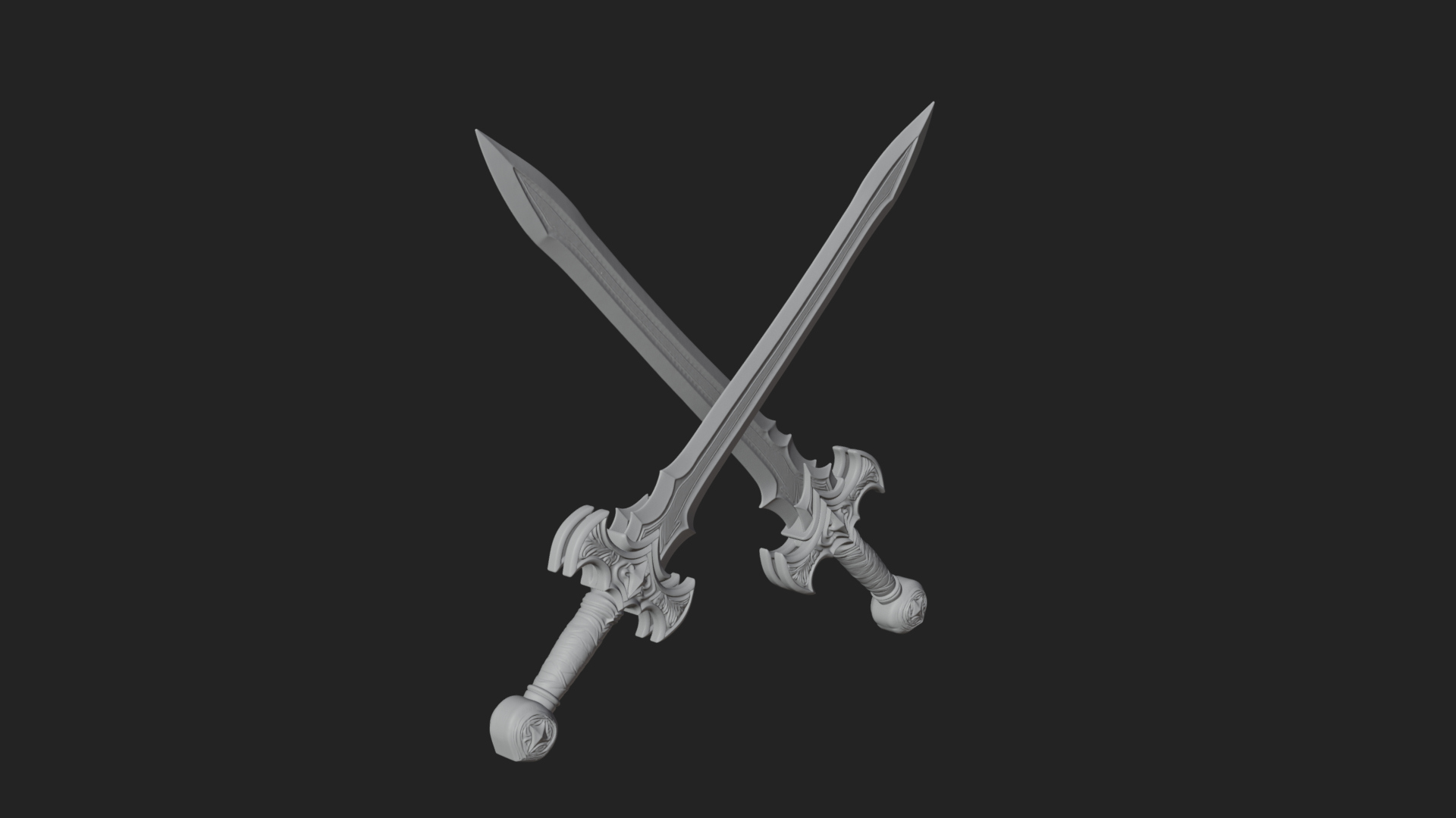 Carved Blade Longsword Model Design 11 3D Print Model 3D Model