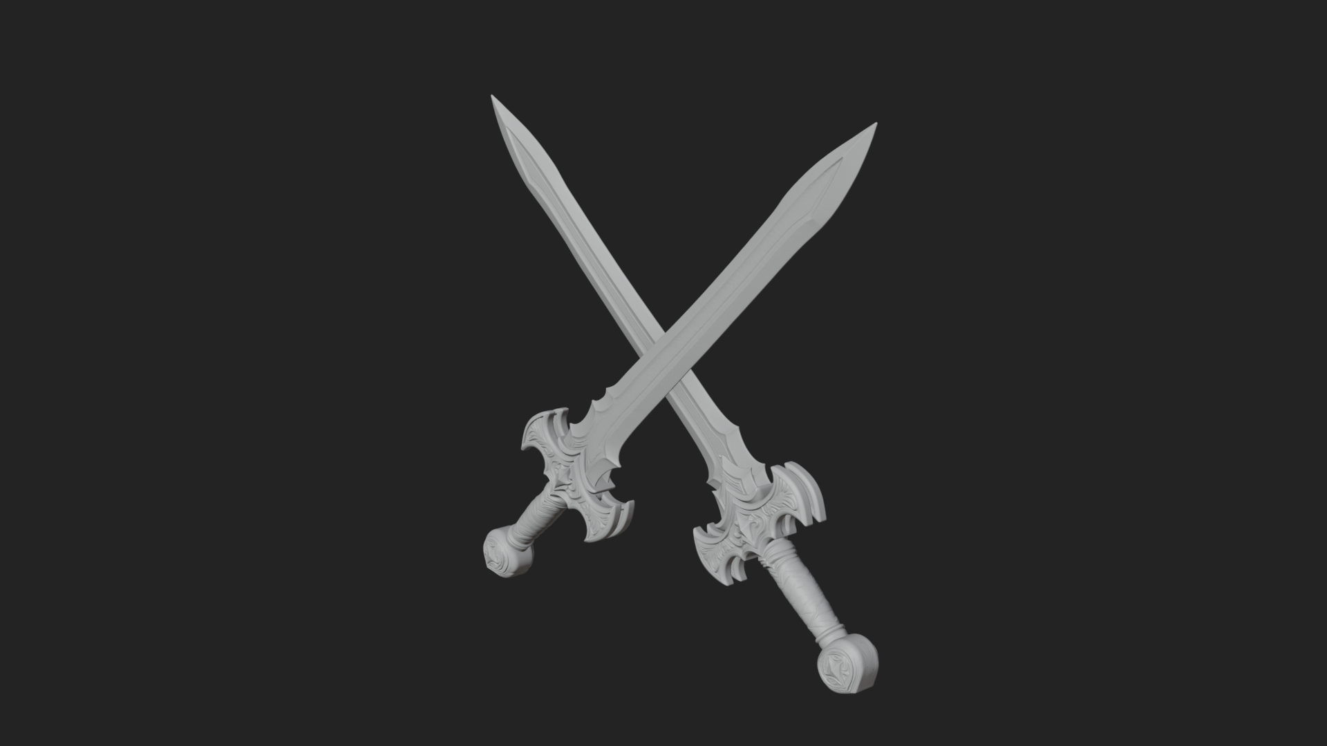 Carved Blade Longsword Model Design 11 3D Print Model 3D Model