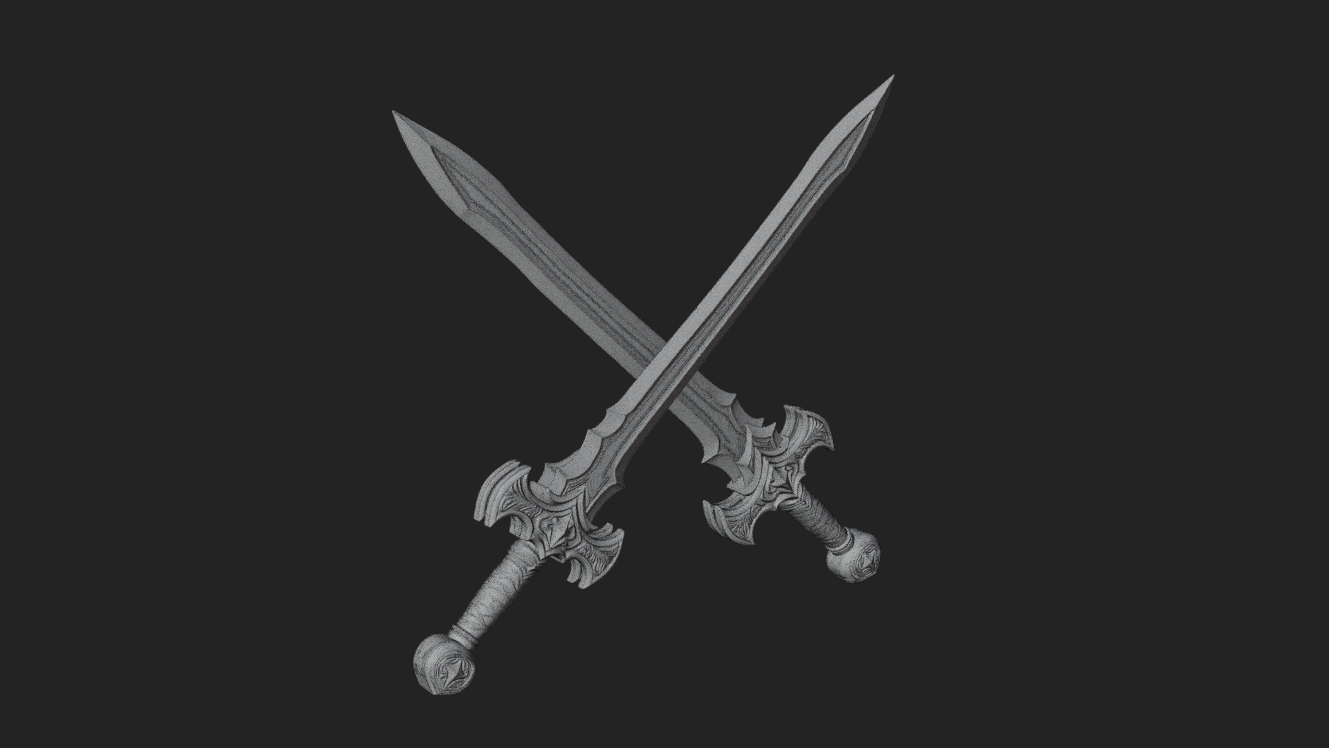Carved Blade Longsword Model Design 11 3D Print Model 3D Model