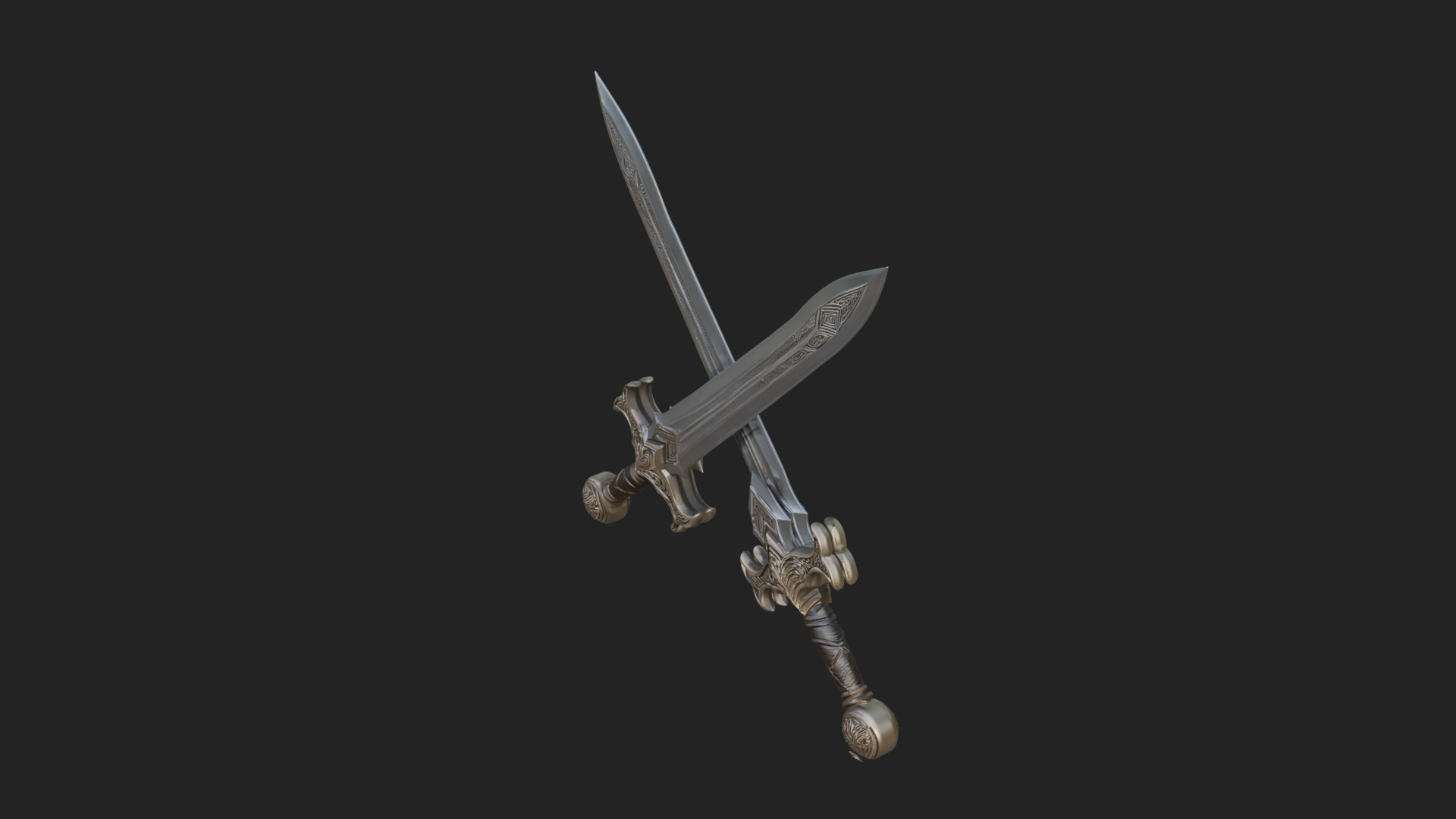 Carved Blade Longsword Model Design 12 3D Print Model 3D Model