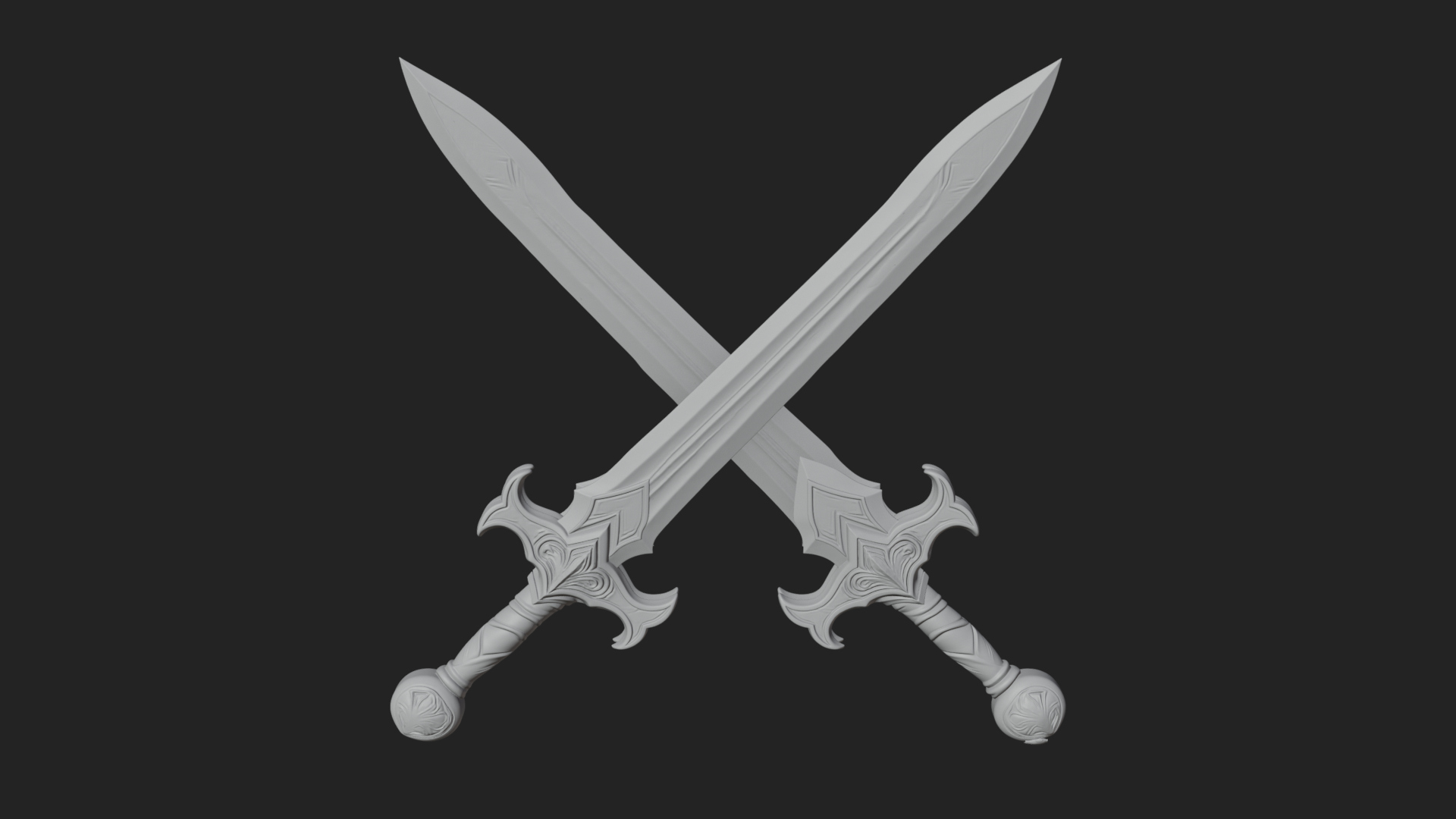 Carved Blade Longsword Model Design 12 3D Print Model 3D Model