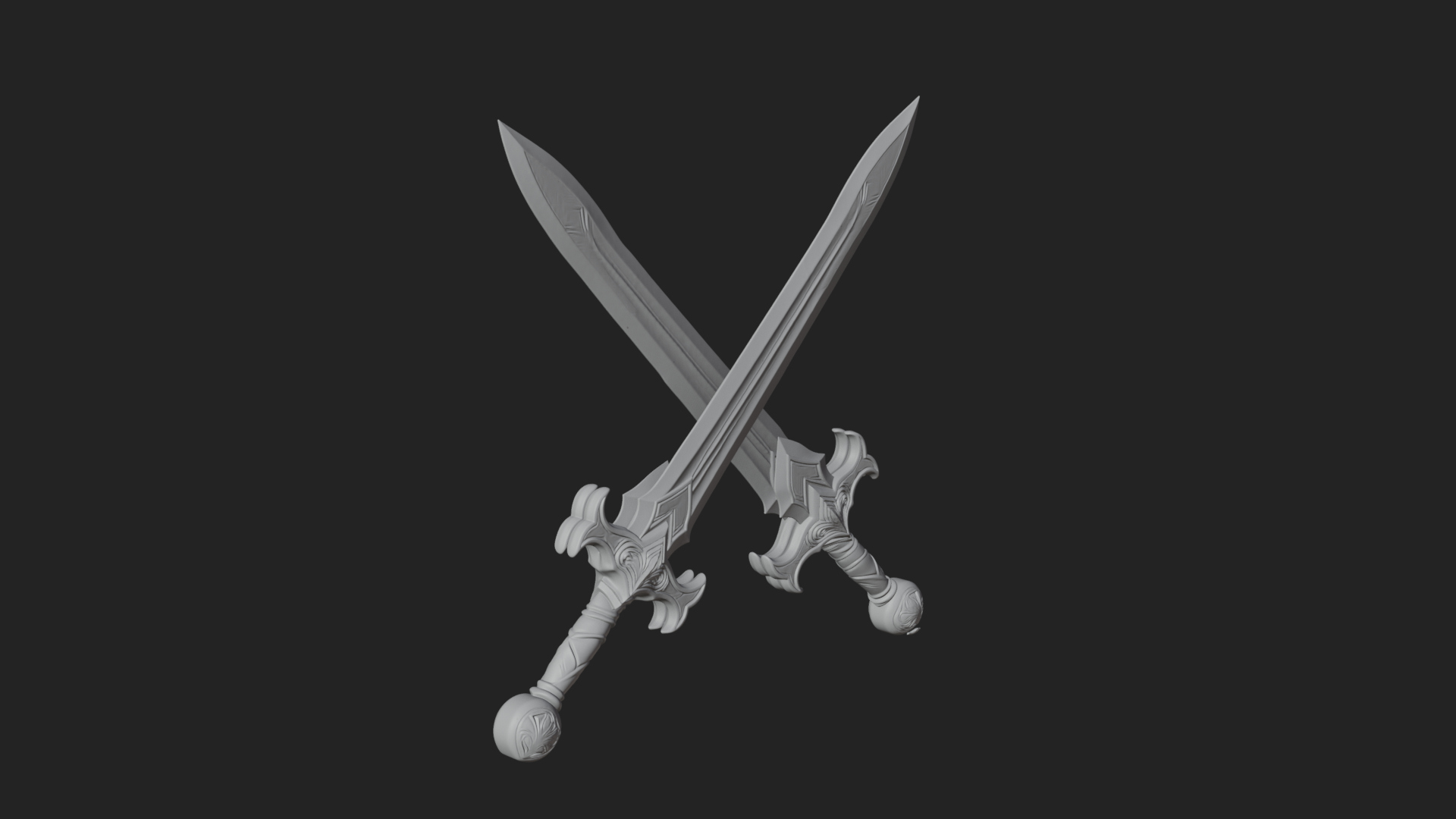 Carved Blade Longsword Model Design 12 3D Print Model 3D Model