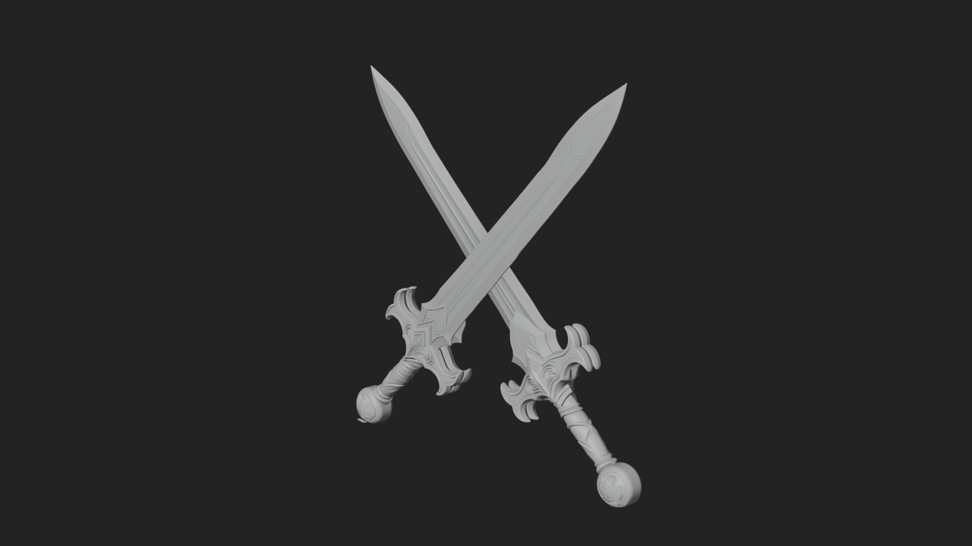 Carved Blade Longsword Model Design 12 3D Print Model 3D Model