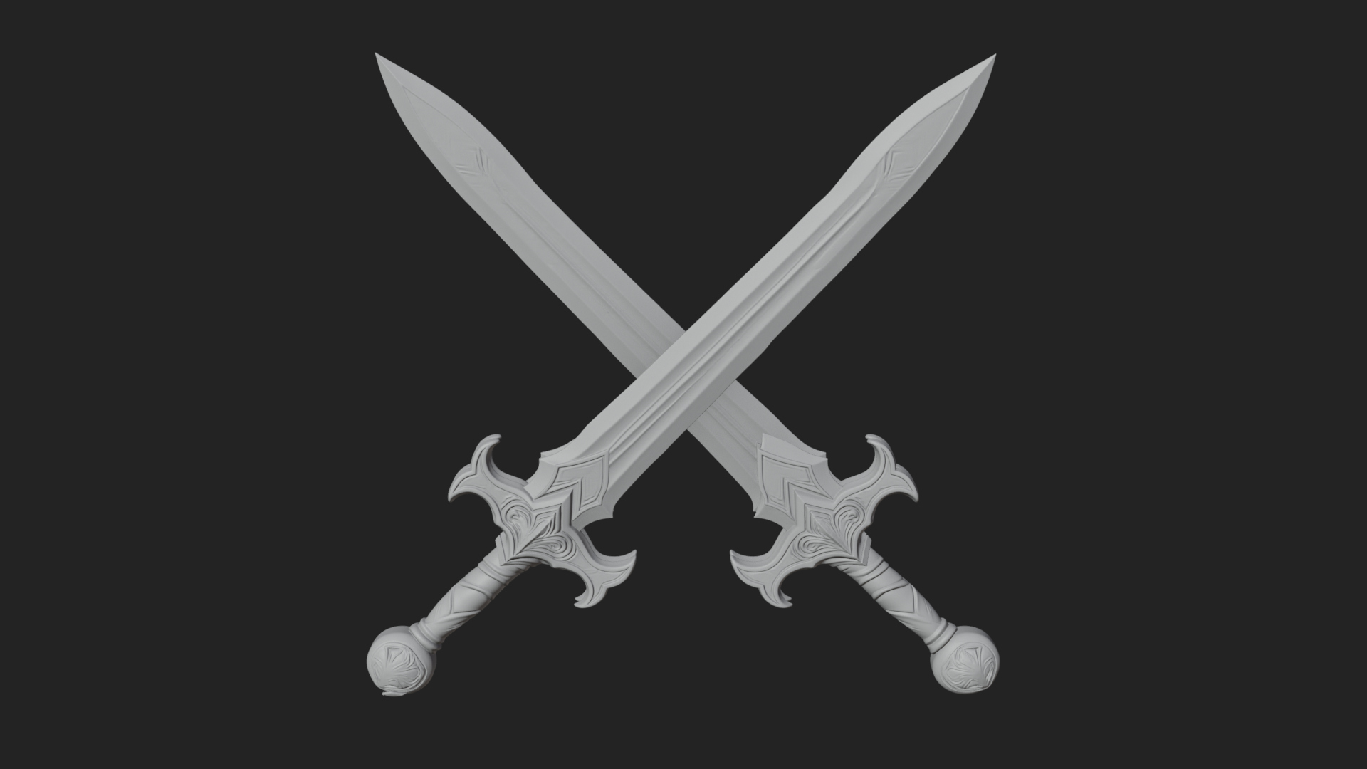 Carved Blade Longsword Model Design 12 3D Print Model 3D Model