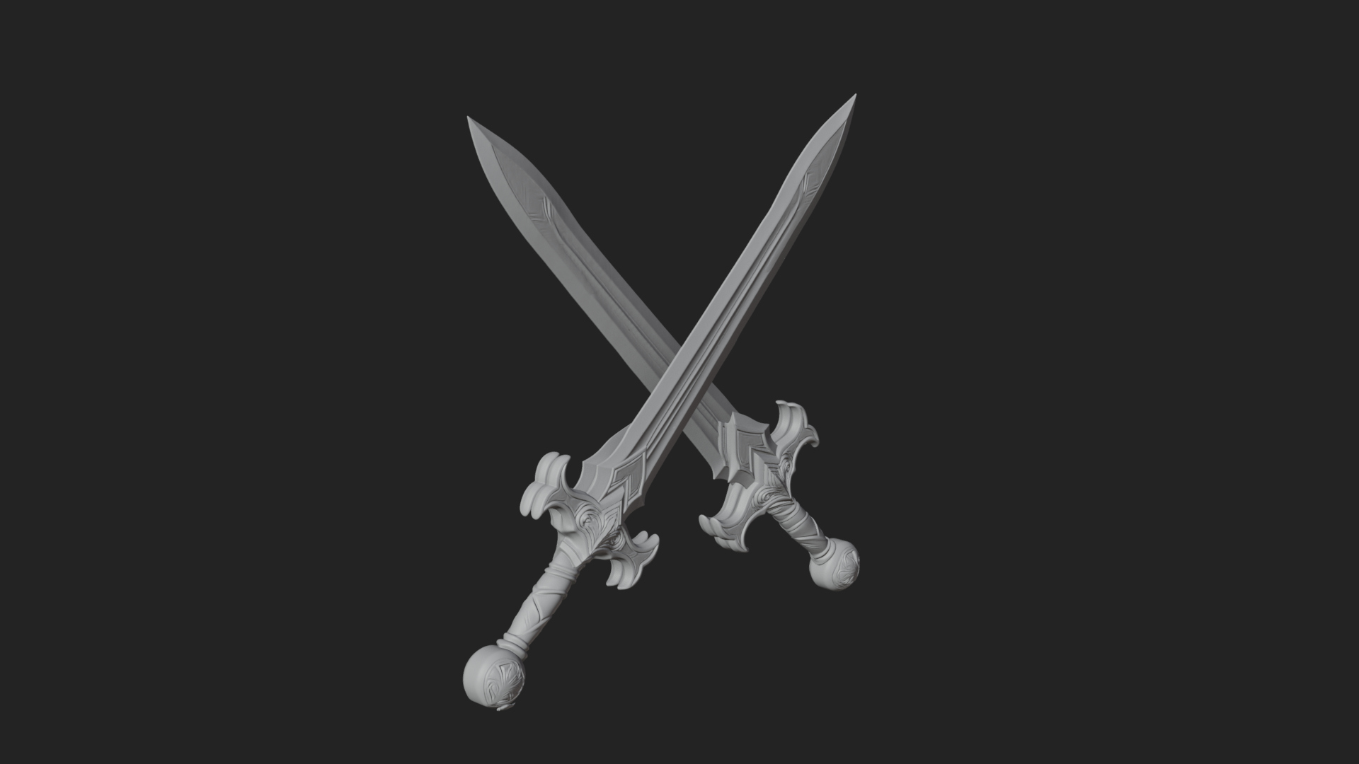 Carved Blade Longsword Model Design 12 3D Print Model 3D Model