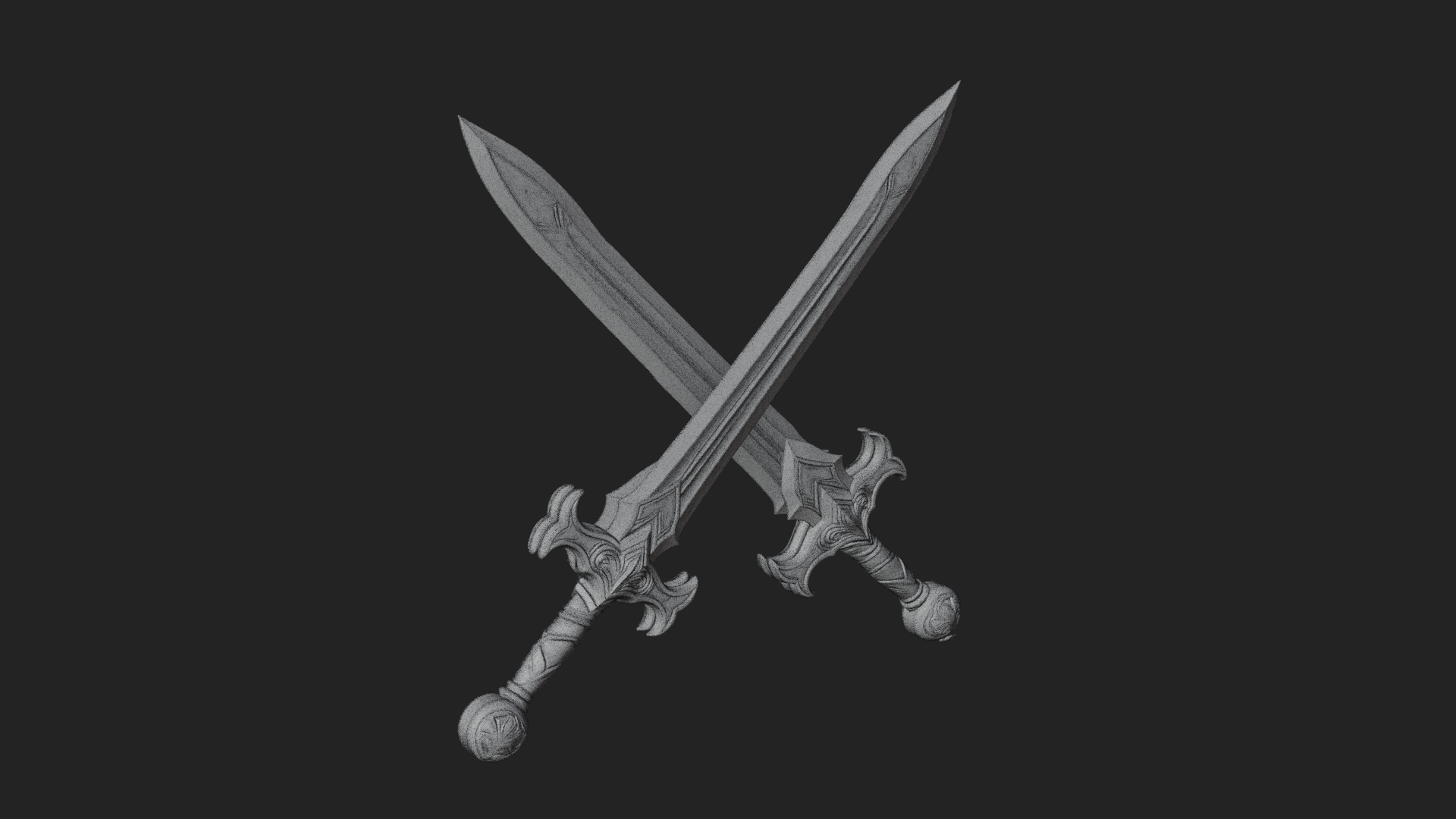 Carved Blade Longsword Model Design 12 3D Print Model 3D Model