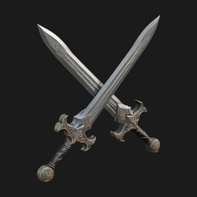 Carved Blade Longsword Model Design 12 3D Print Model