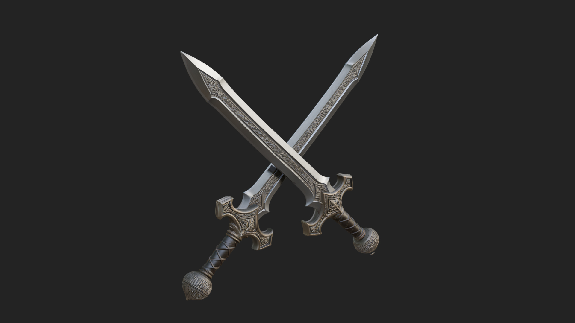 Carved Blade Longsword Model Design 13 3D Print Model 3D Model