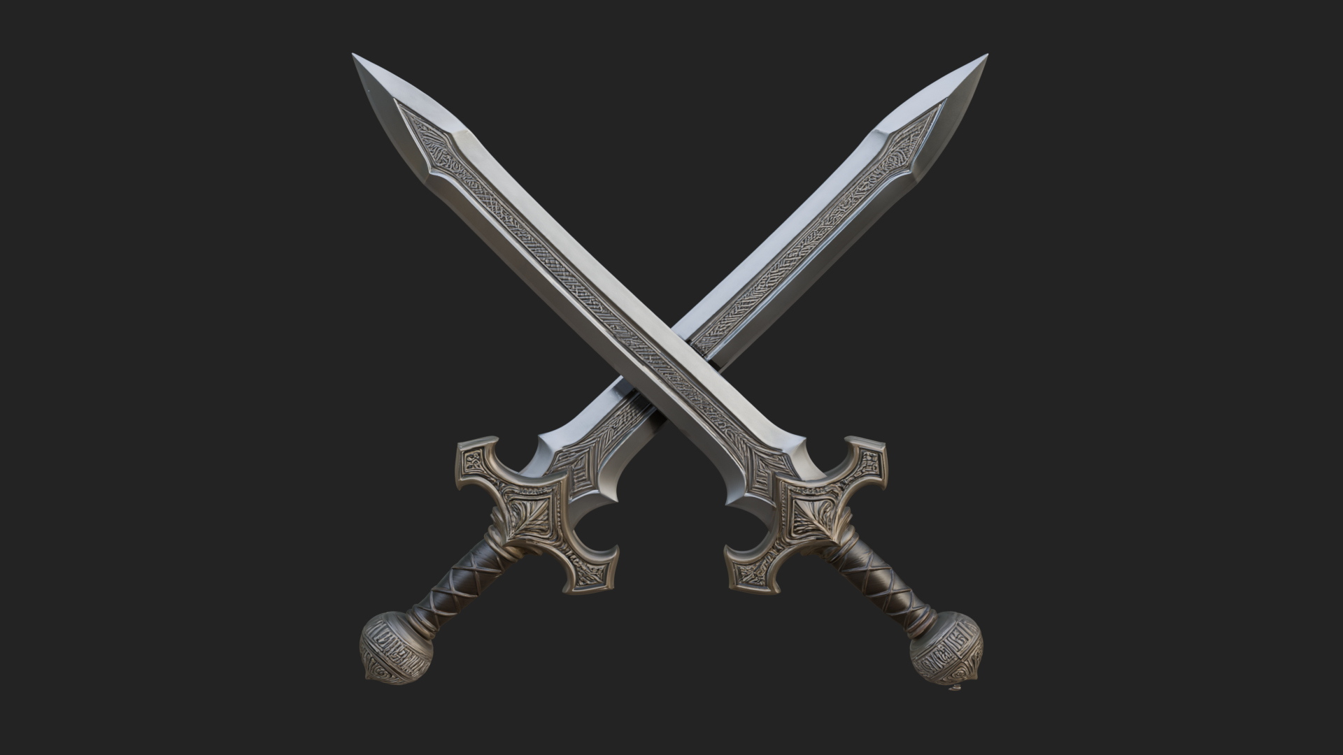 Carved Blade Longsword Model Design 13 3D Print Model 3D Model