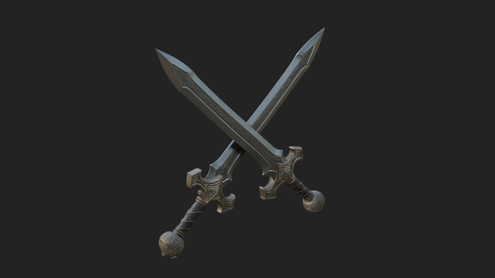 Carved Blade Longsword Model Design 13 3D Print Model 3D Model