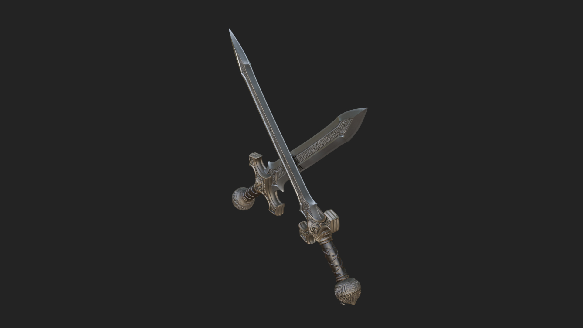 Carved Blade Longsword Model Design 13 3D Print Model 3D Model
