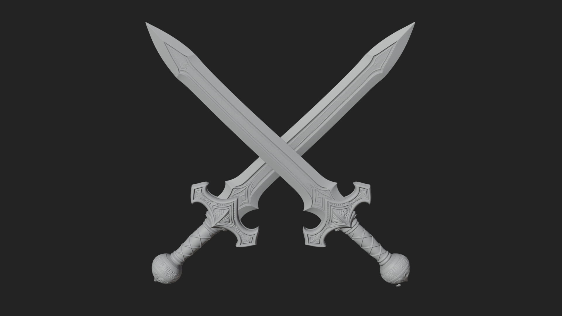 Carved Blade Longsword Model Design 13 3D Print Model 3D Model