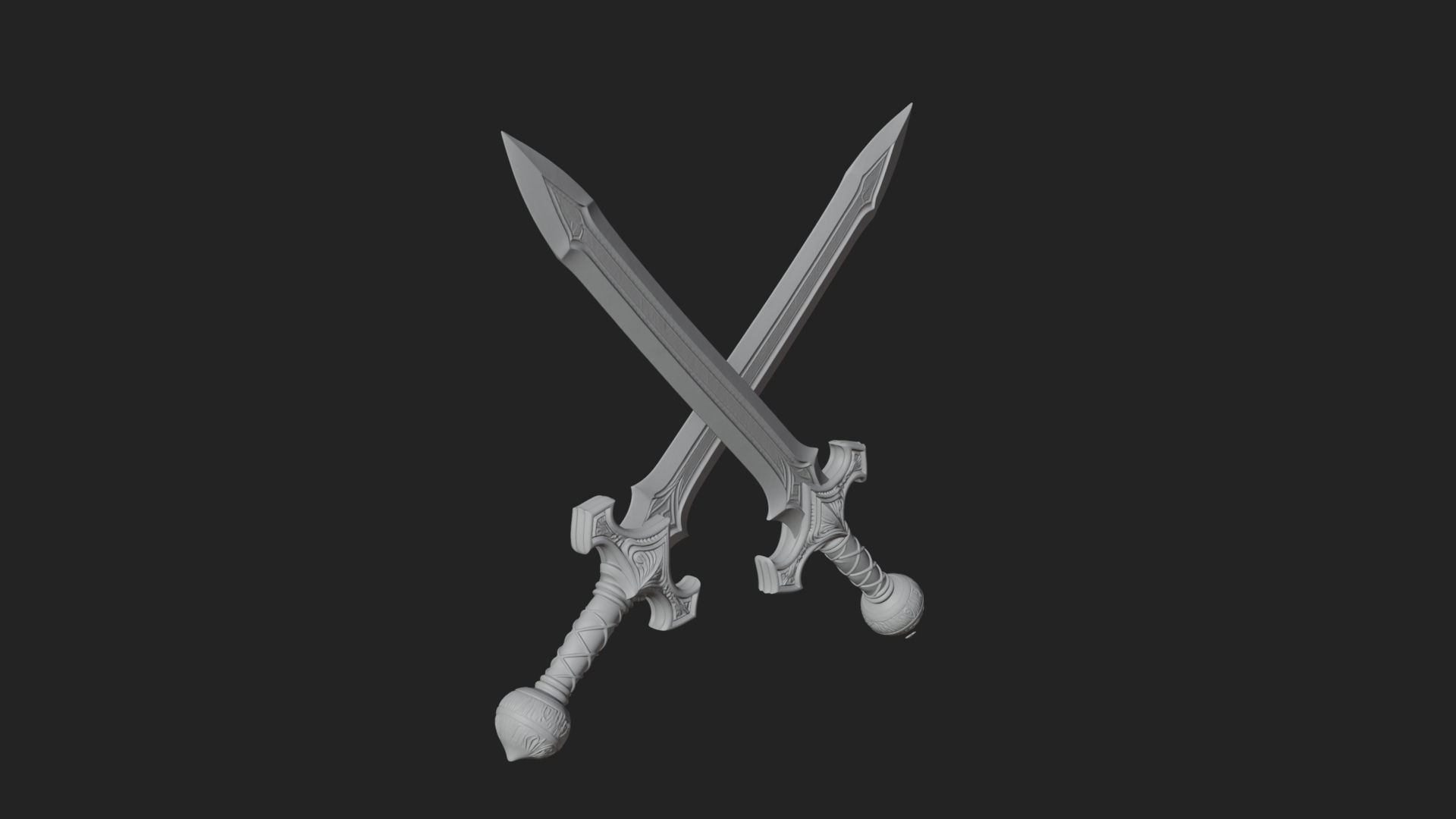 Carved Blade Longsword Model Design 13 3D Print Model 3D Model