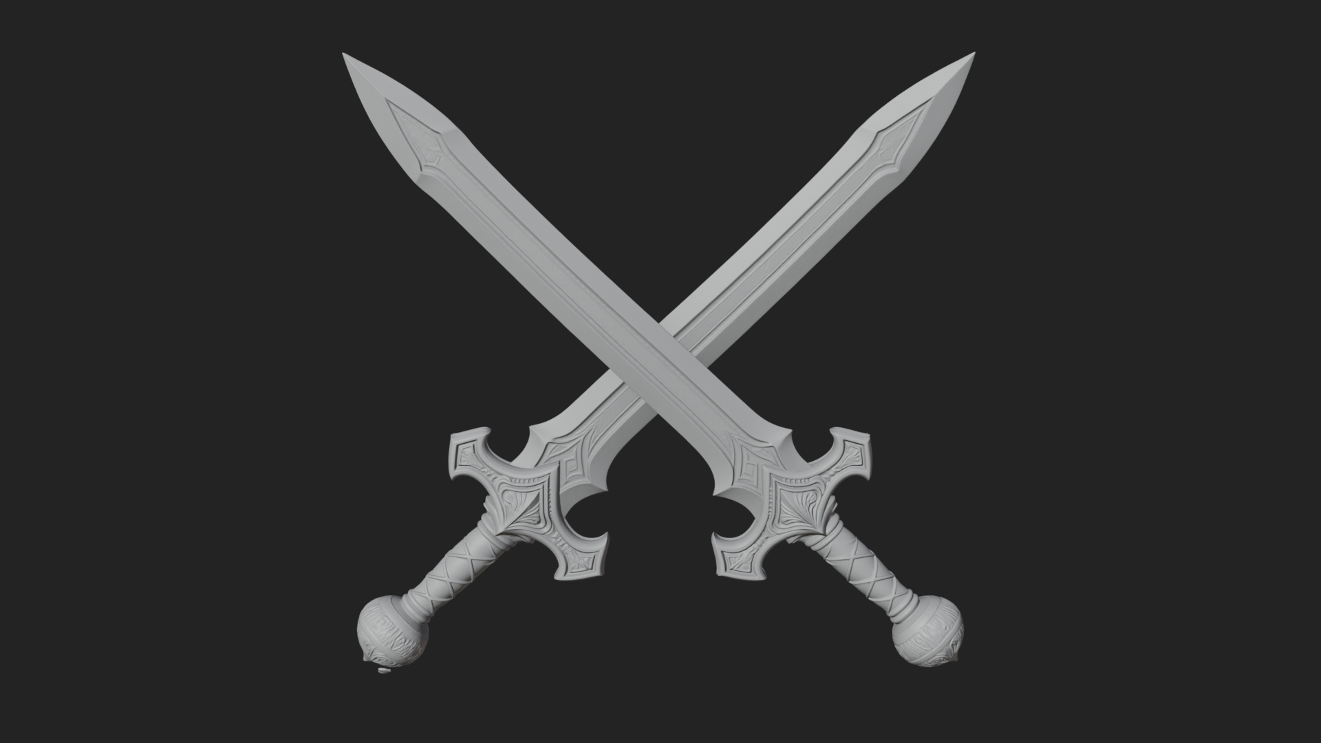 Carved Blade Longsword Model Design 13 3D Print Model 3D Model