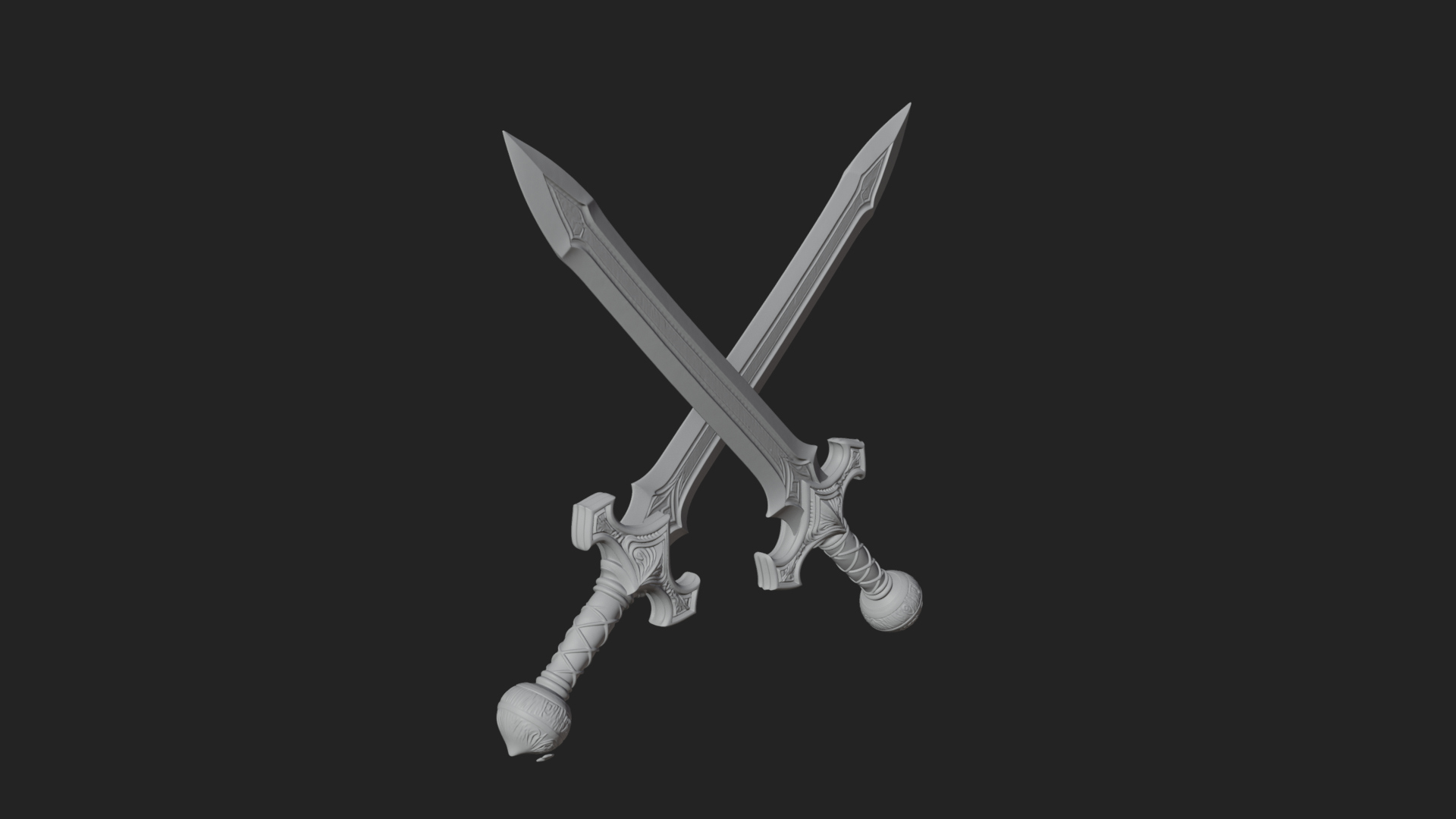 Carved Blade Longsword Model Design 13 3D Print Model 3D Model