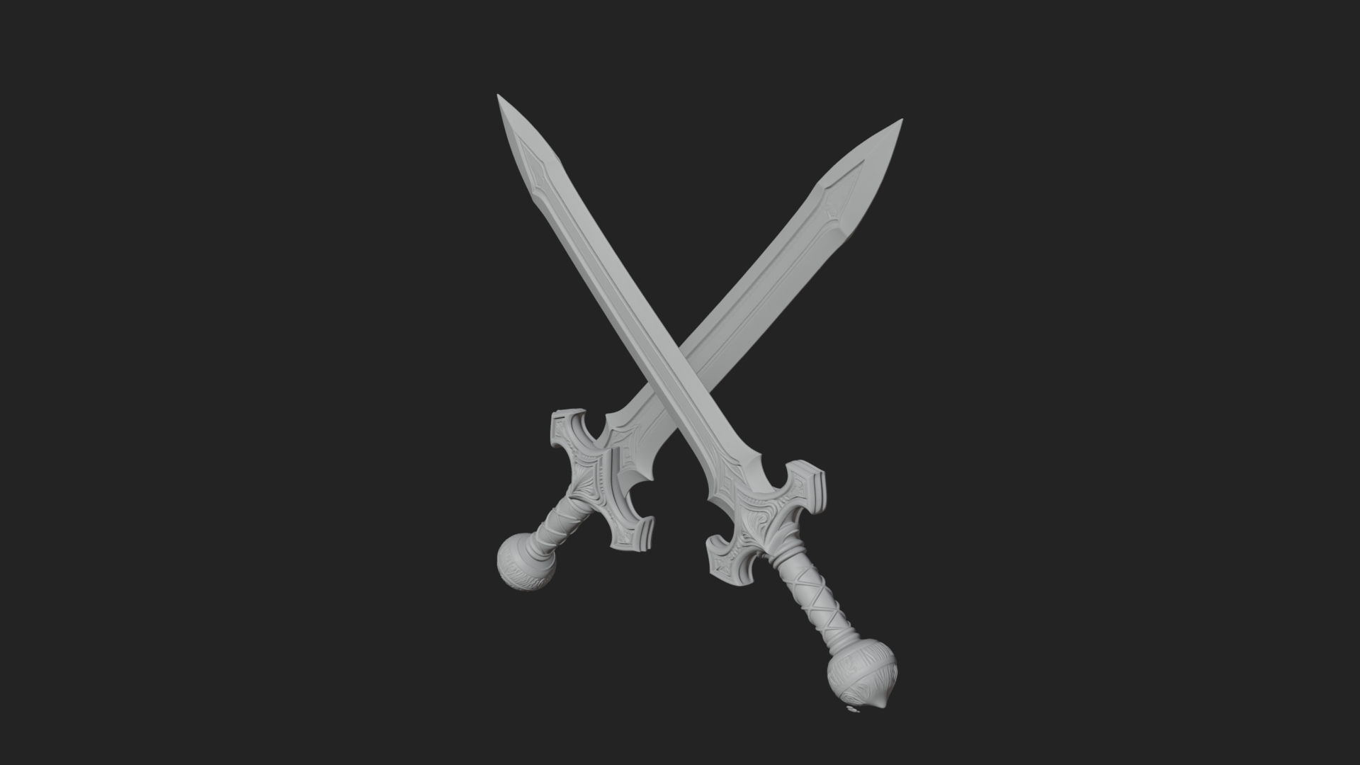 Carved Blade Longsword Model Design 13 3D Print Model 3D Model