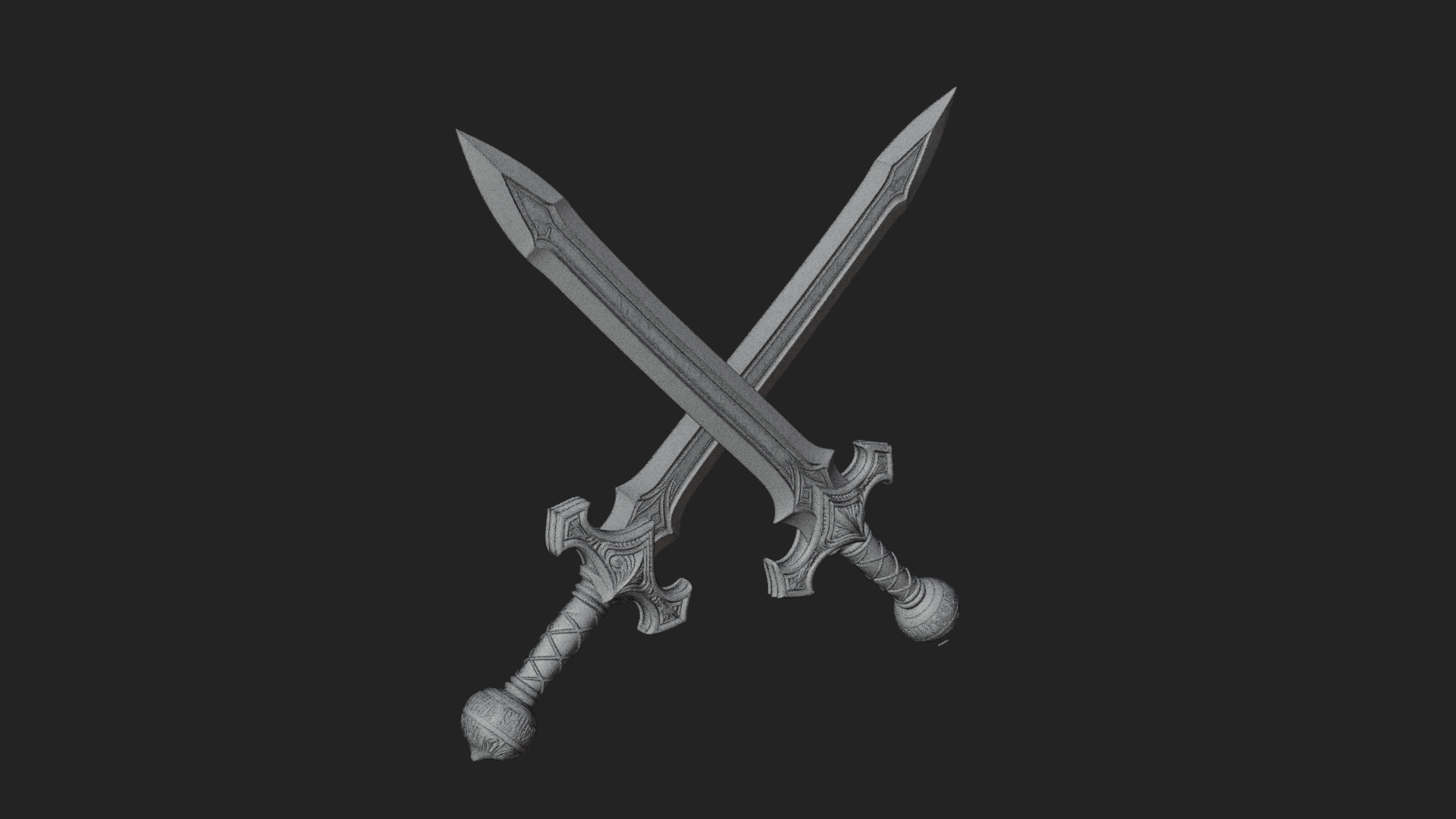 Carved Blade Longsword Model Design 13 3D Print Model 3D Model