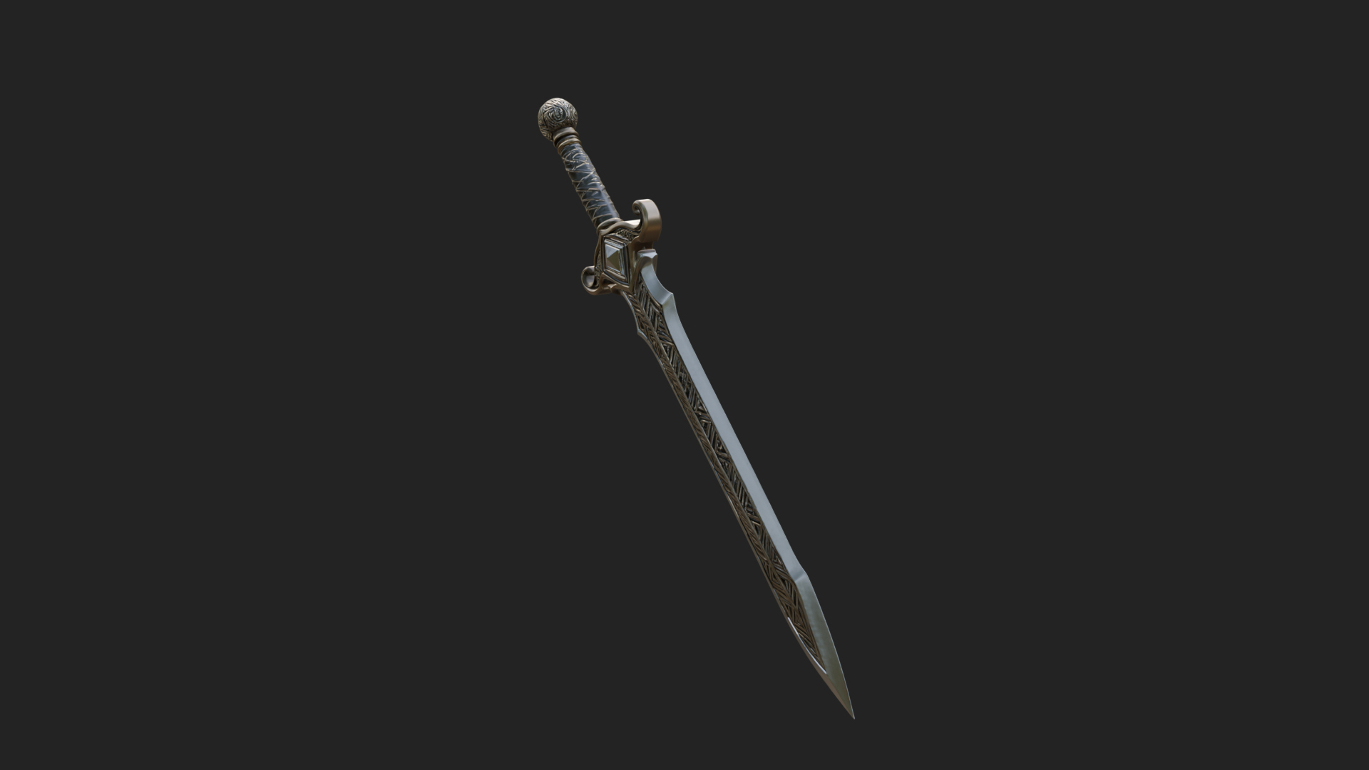 Carved Blade Longsword Model Design 14 3D Print Model 3D Model
