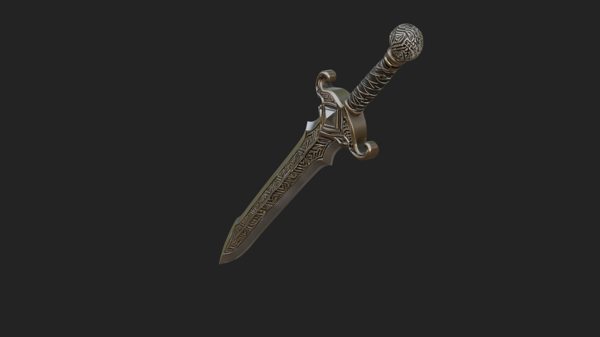 Carved Blade Longsword Model Design 14 3D Print Model 3D Model