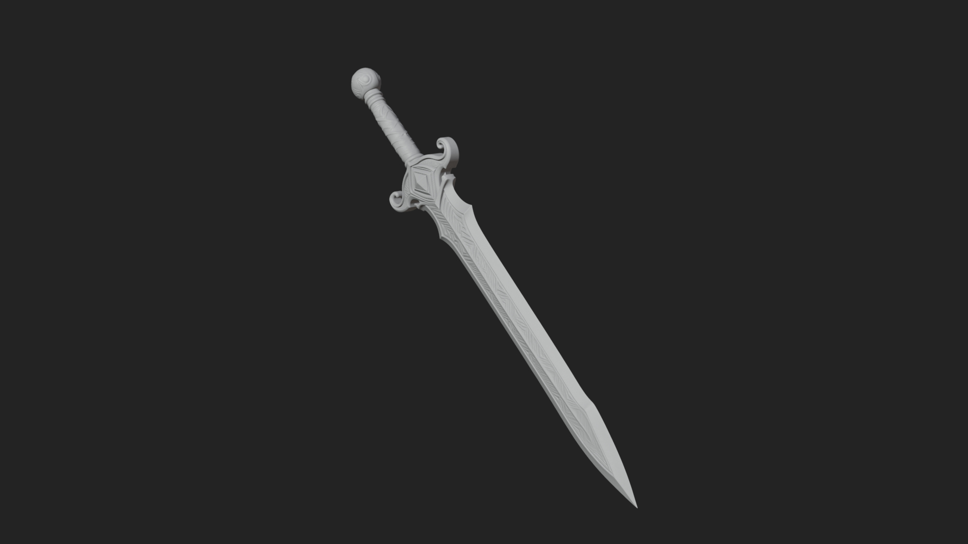 Carved Blade Longsword Model Design 14 3D Print Model 3D Model