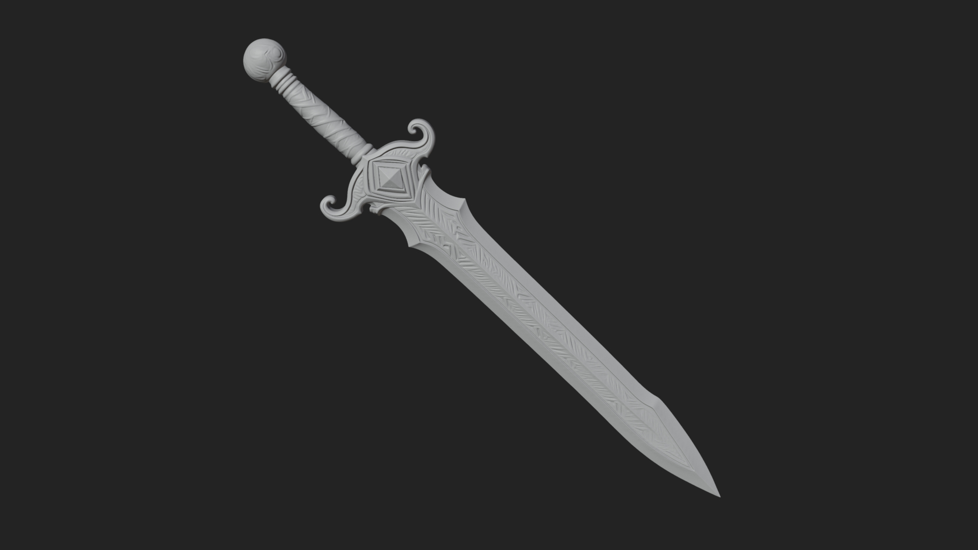 Carved Blade Longsword Model Design 14 3D Print Model 3D Model