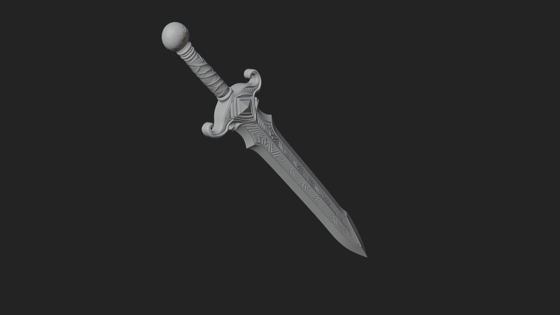 Carved Blade Longsword Model Design 14 3D Print Model 3D Model