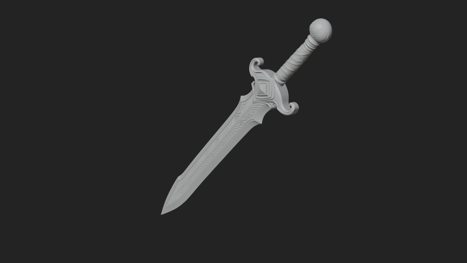 Carved Blade Longsword Model Design 14 3D Print Model 3D Model