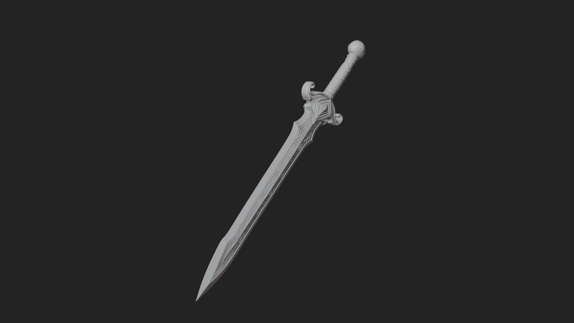 Carved Blade Longsword Model Design 14 3D Print Model 3D Model