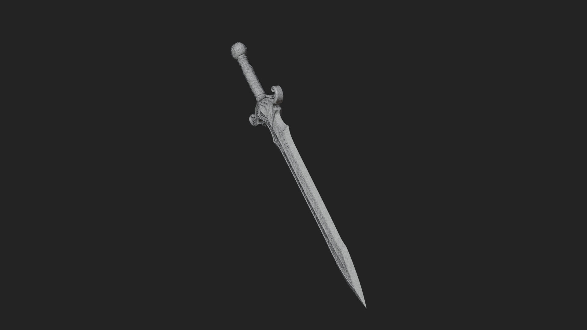 Carved Blade Longsword Model Design 14 3D Print Model 3D Model