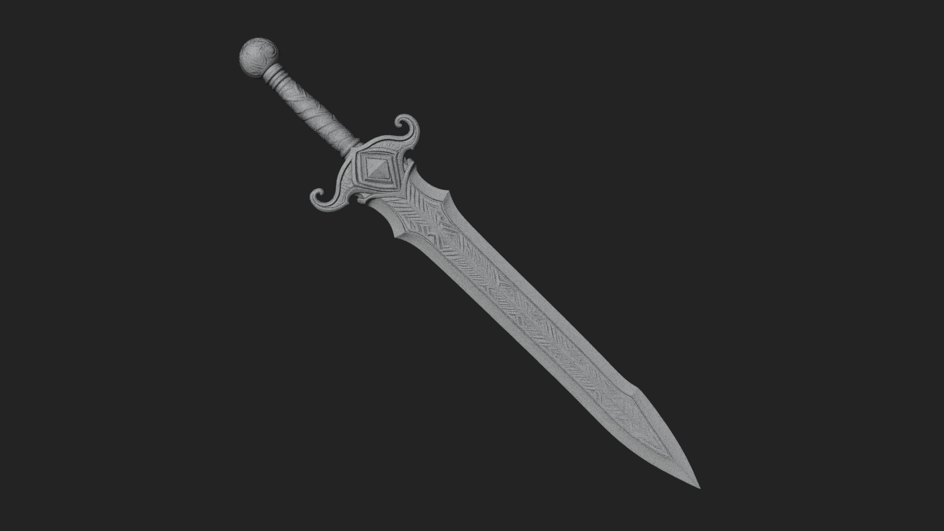 Carved Blade Longsword Model Design 14 3D Print Model 3D Model
