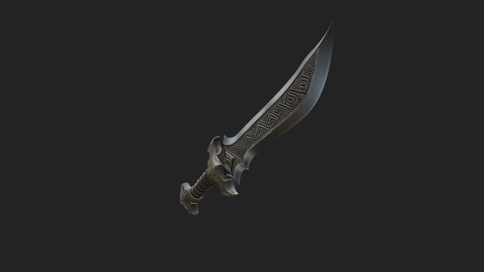 Carved Blade Longsword Model Design 2 3D Print Model 3D Model