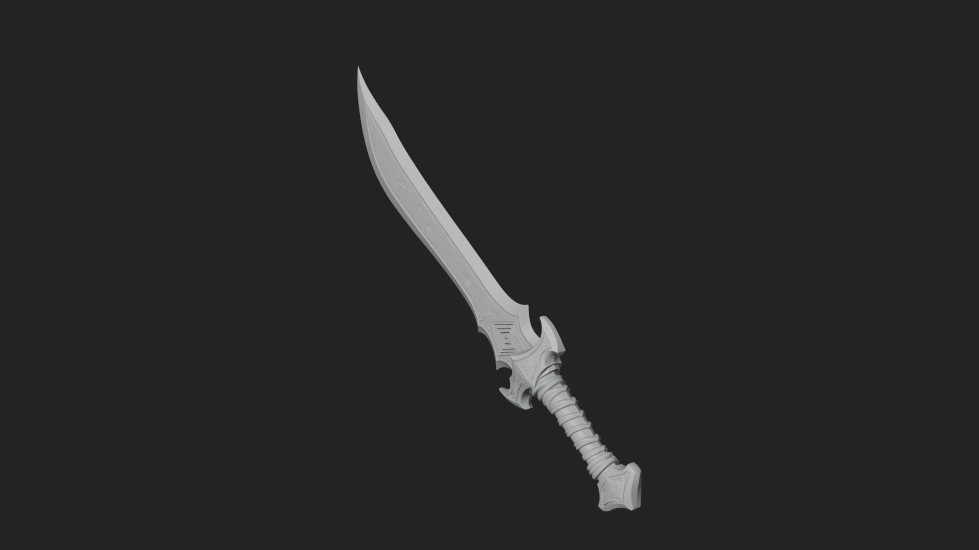 Carved Blade Longsword Model Design 2 3D Print Model 3D Model