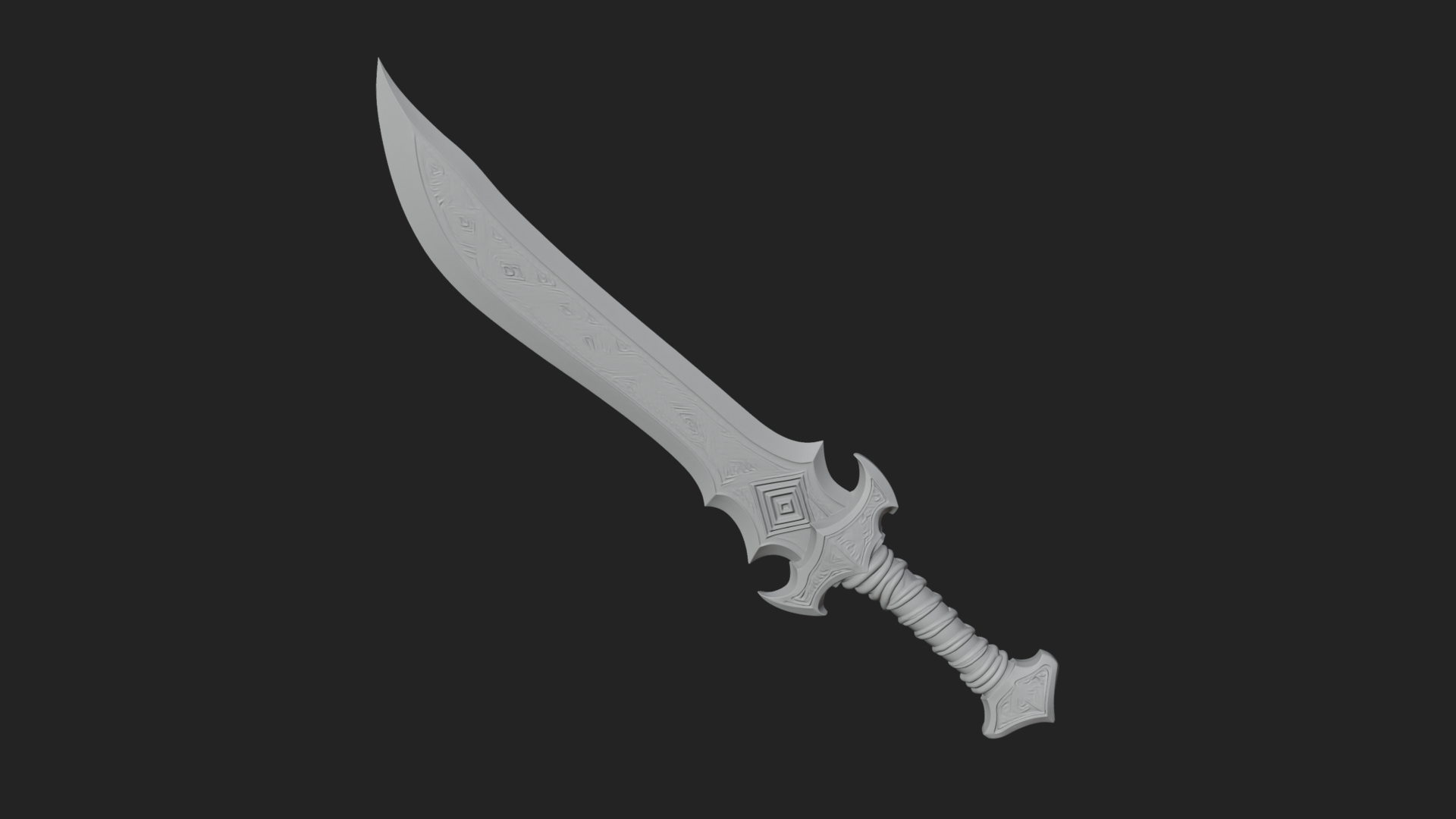 Carved Blade Longsword Model Design 2 3D Print Model 3D Model