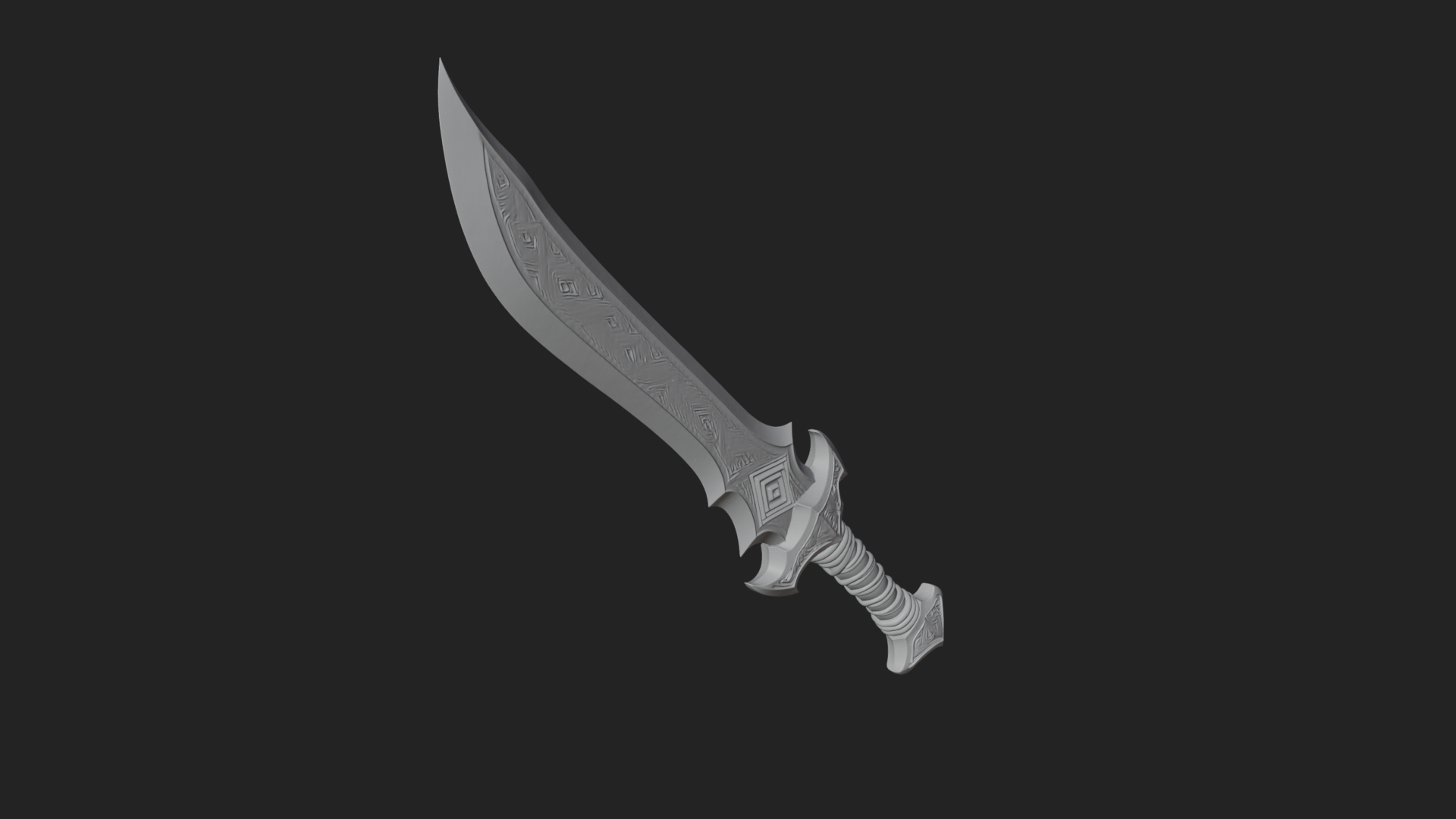 Carved Blade Longsword Model Design 2 3D Print Model 3D Model