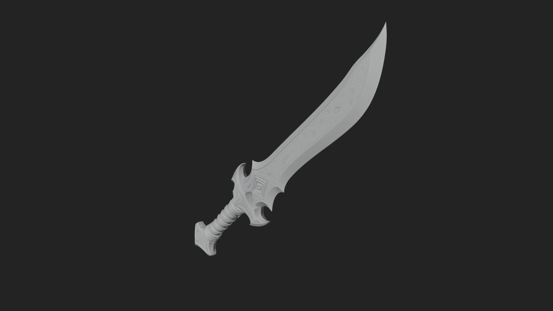 Carved Blade Longsword Model Design 2 3D Print Model 3D Model