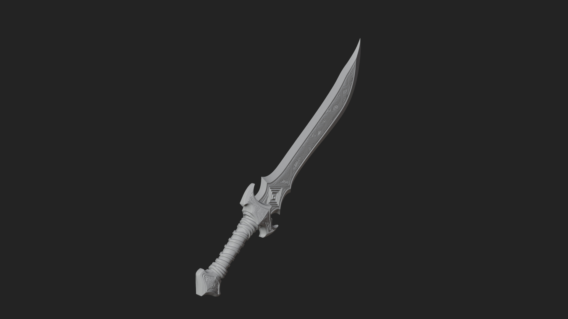 Carved Blade Longsword Model Design 2 3D Print Model 3D Model