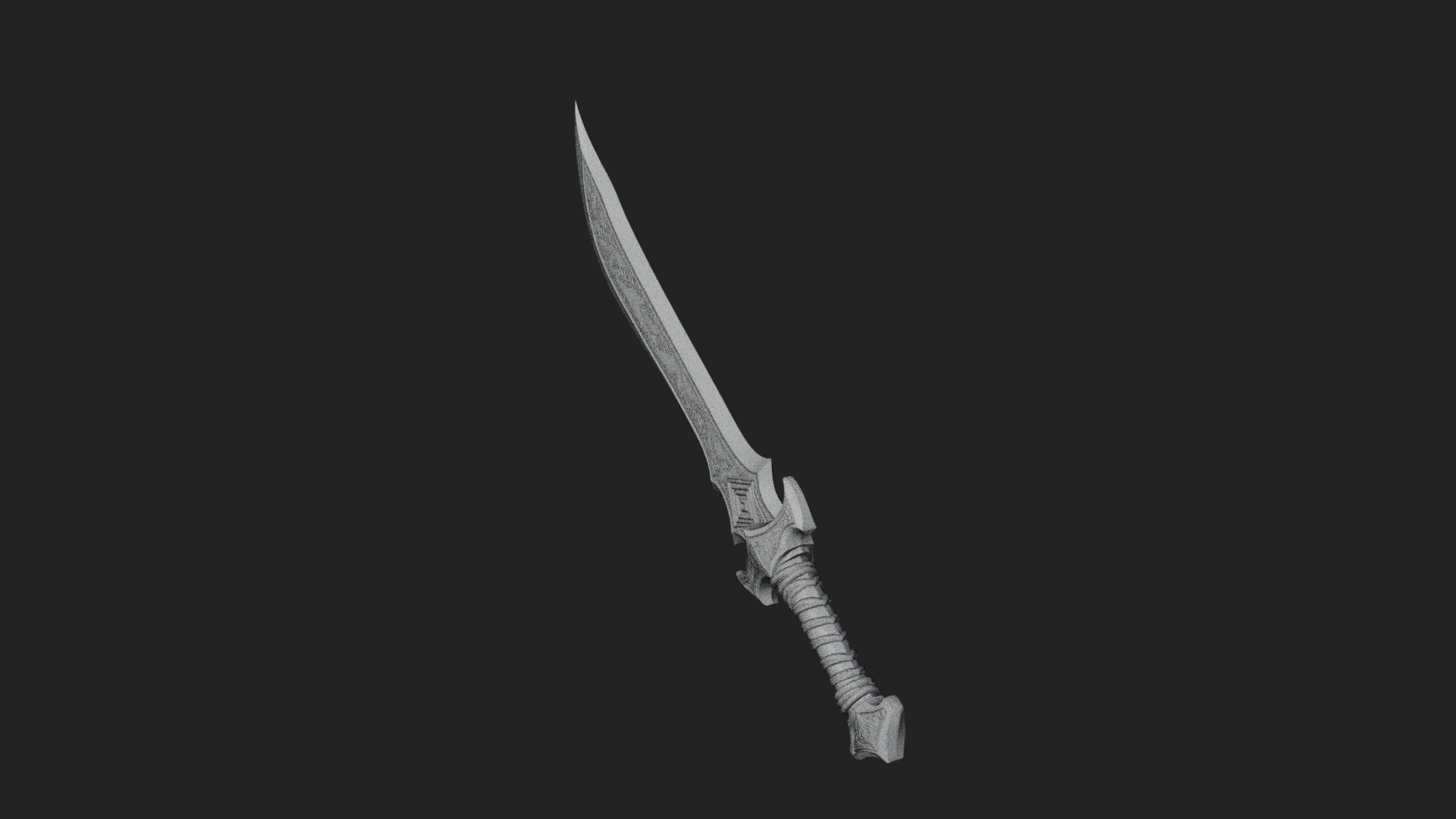 Carved Blade Longsword Model Design 2 3D Print Model 3D Model