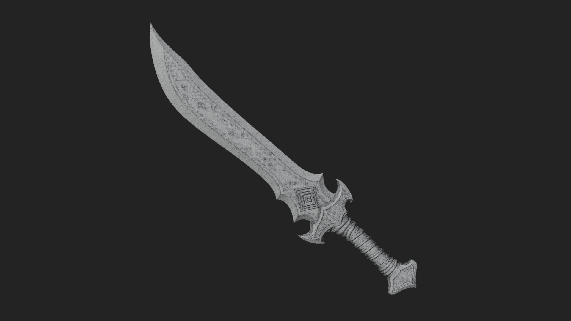 Carved Blade Longsword Model Design 2 3D Print Model 3D Model