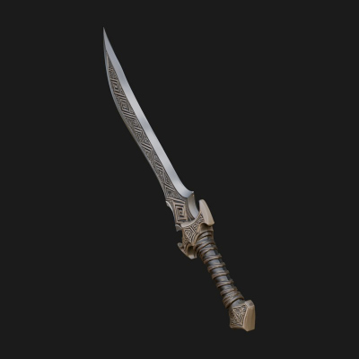 Carved Blade Longsword Model Design 2 3D Print Model