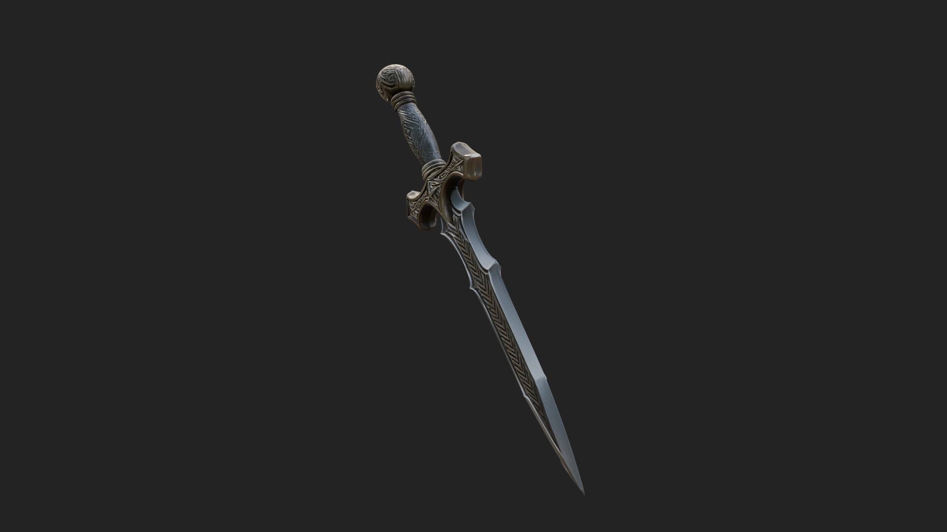 Carved Blade Longsword Model Design 3 3D Print Model 3D Model