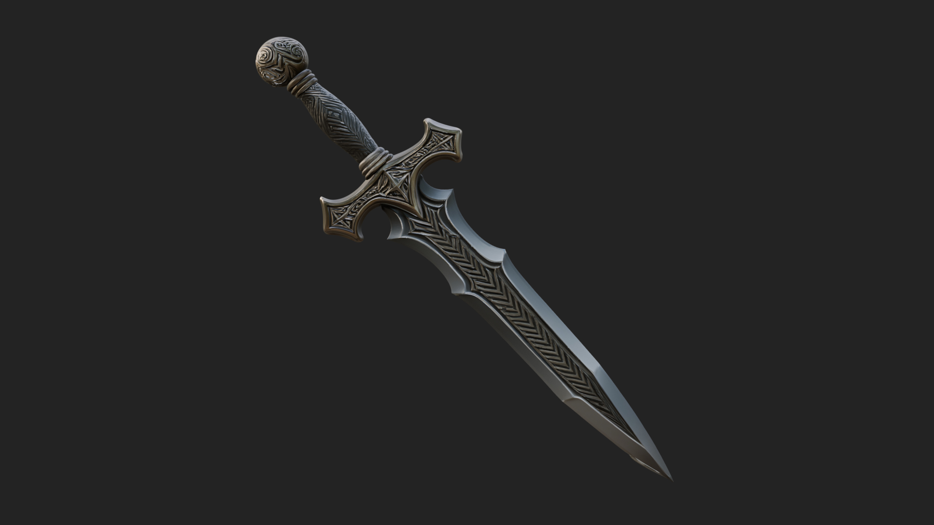 Carved Blade Longsword Model Design 3 3D Print Model 3D Model