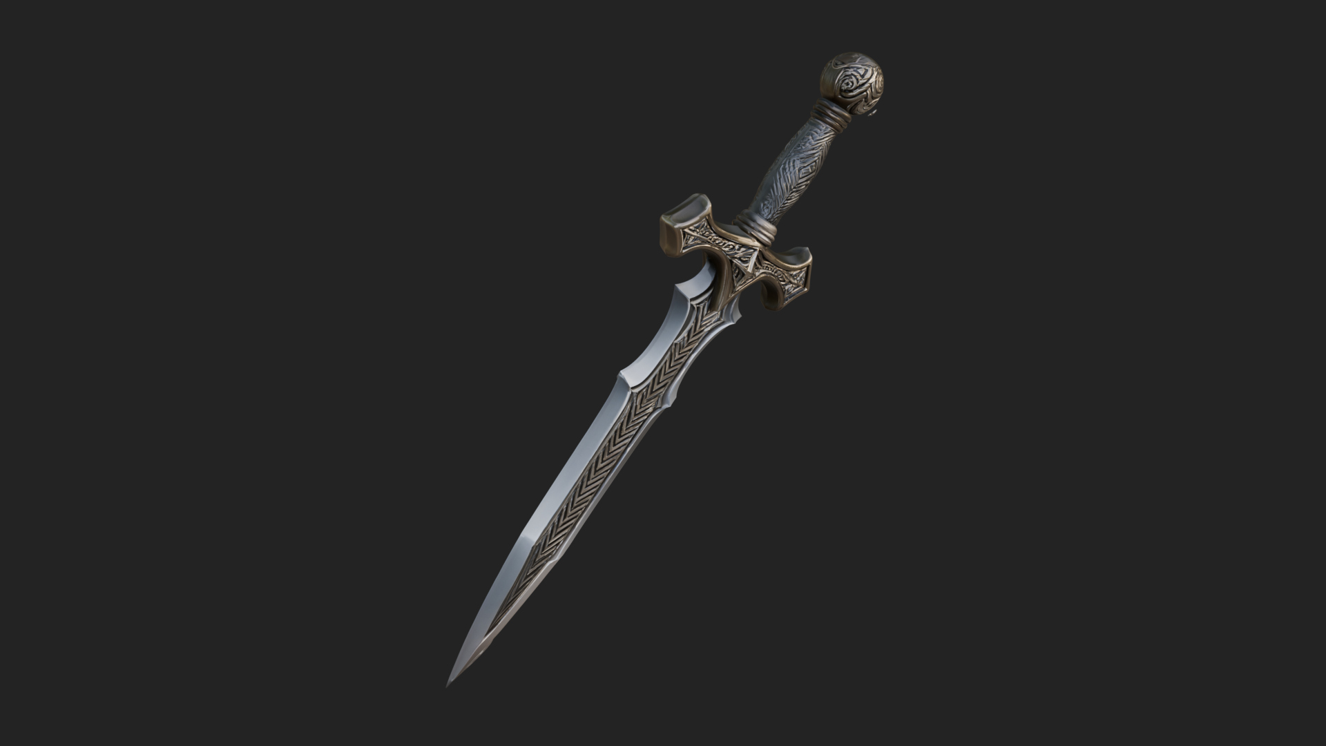 Carved Blade Longsword Model Design 3 3D Print Model 3D Model