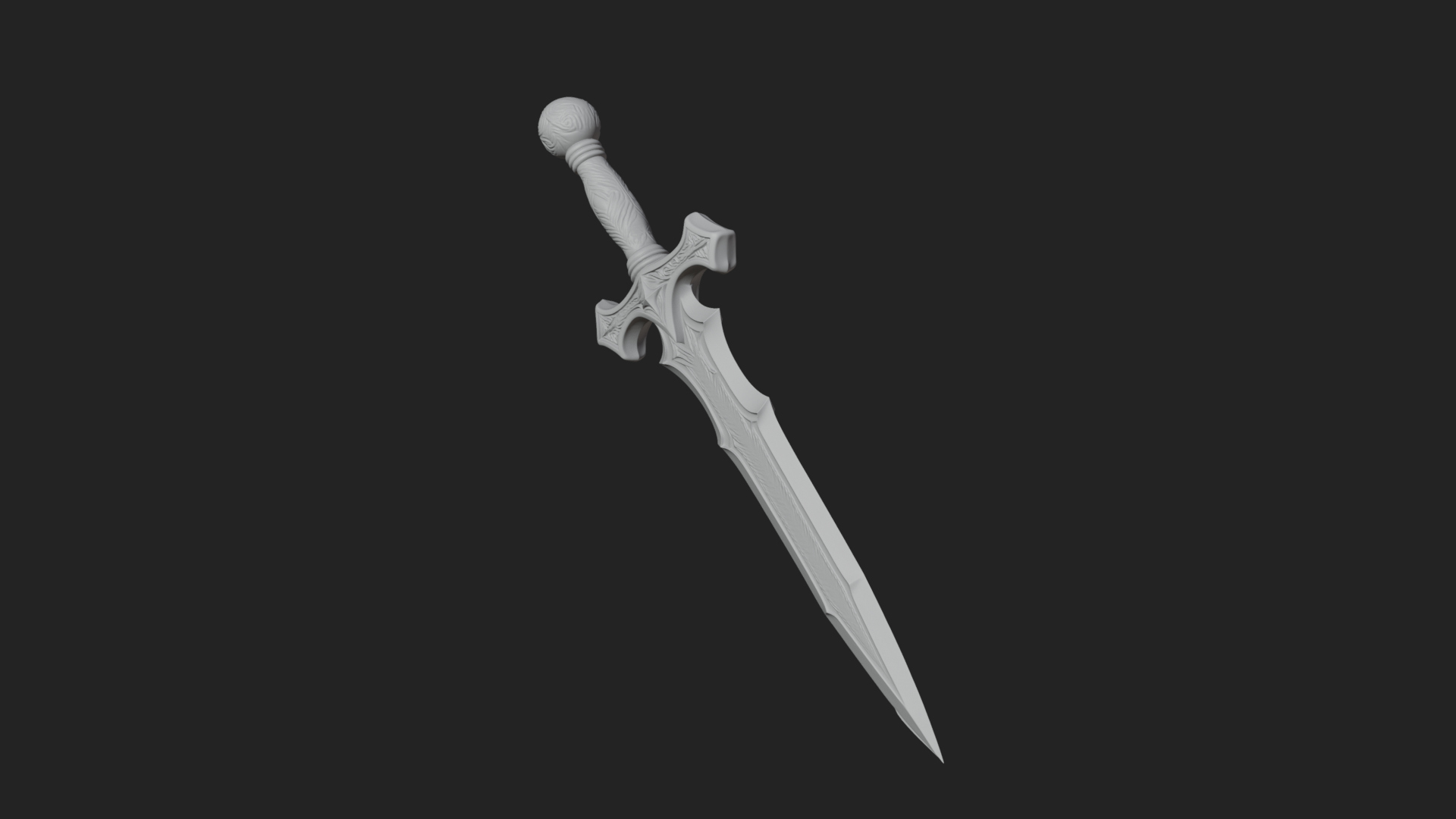 Carved Blade Longsword Model Design 3 3D Print Model 3D Model