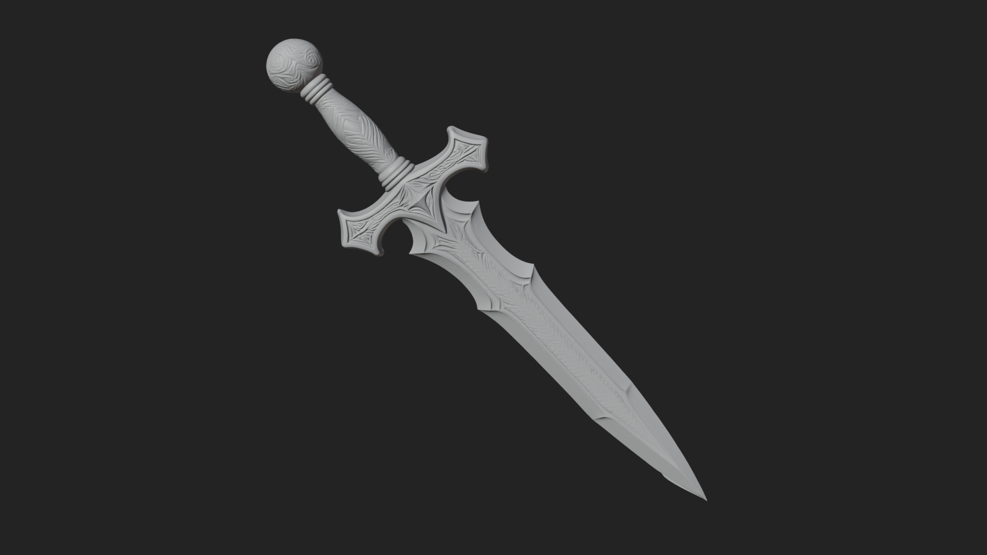 Carved Blade Longsword Model Design 3 3D Print Model 3D Model